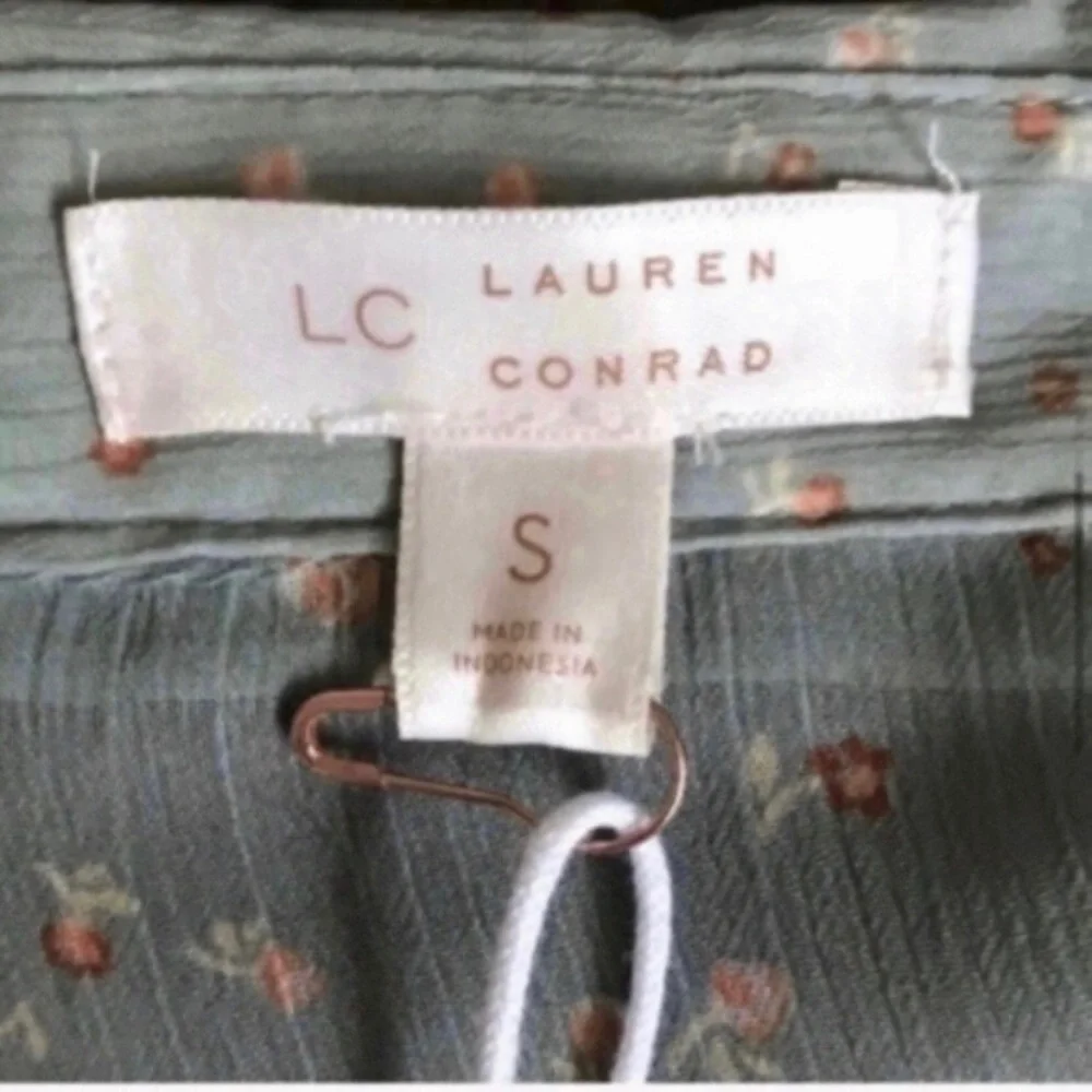 Blouse LC Lauren Conrad Green Small Sheer Floral - Picture 7 of 8